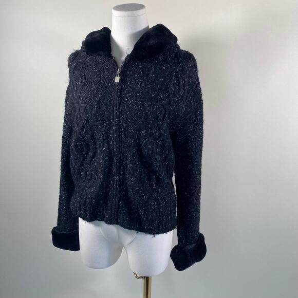 Vintage liz claiborne fur collard jacket - Picture 2 of 4